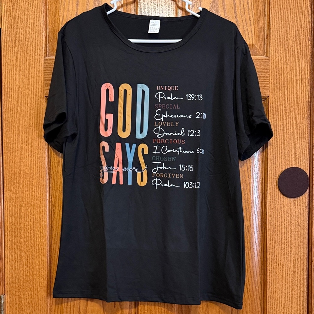 Black Graphic T-Shirt with Colorful Text